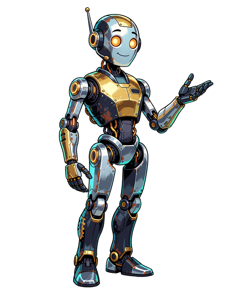 Przyjazny robot-konsultant z chromowanym korpusem i słuchawkami - osobisty menedżer VIP Casoola